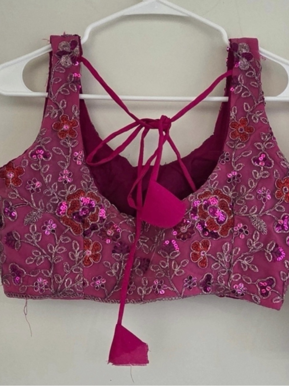 Rose Pink Net Sequins embroidered Flared Style Lehenga Choli - size 6 - Picture 7 of 7